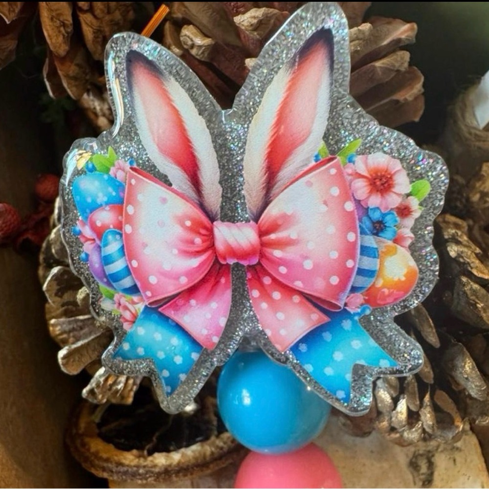 Glittery Bunny Ears Badge Reel